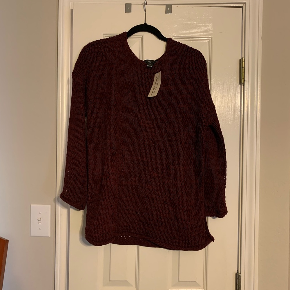 Burgundy mesh sweater